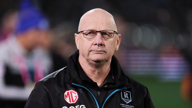 Port Adelaide coach Ken Hinkley is currently off-contract at the end of the year. (Photo by James Elsby/AFL Photos via Getty Images)