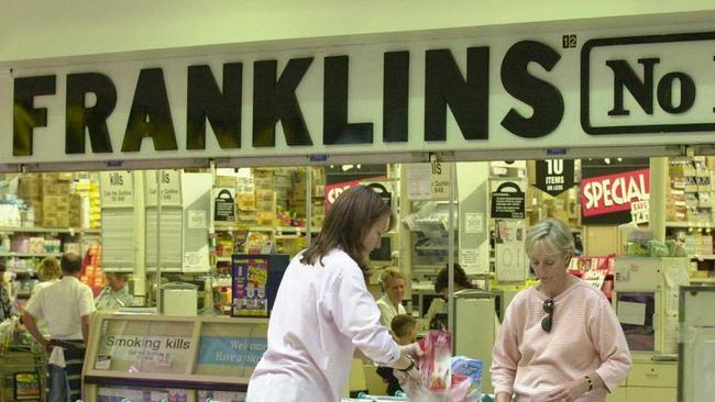 Shoppers packed their own groceries at Franklins No Frills.