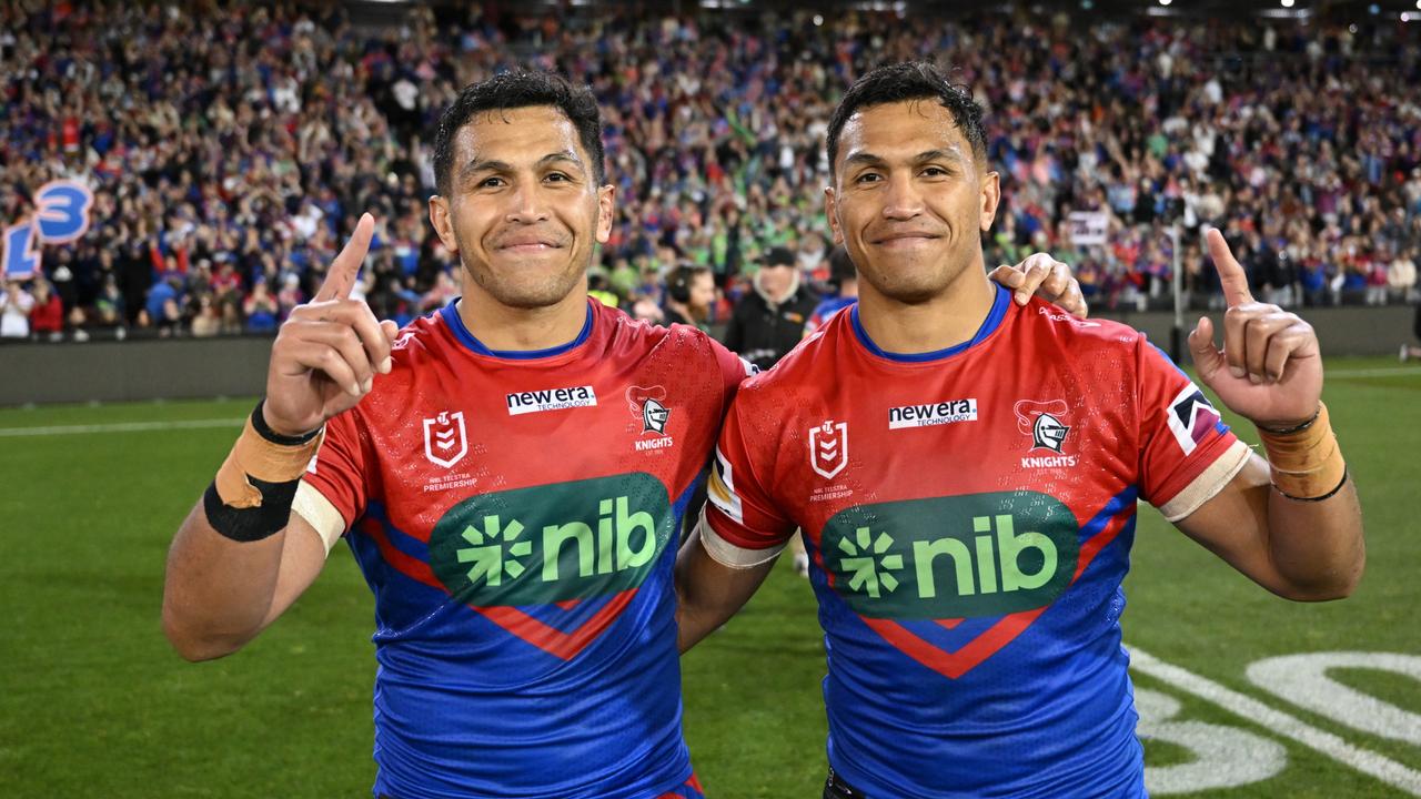 Daniel Saifiti has offered to take a pay cut to help keep twin Jacob at the Knights long term. Picture: NRL Imagery