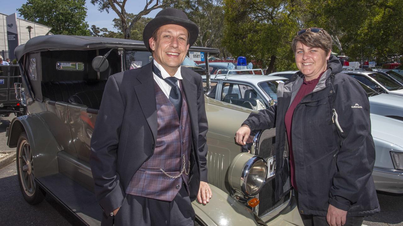 Bay to Birdwood Chairman Michael Neale and Advertiser Reporter Tara Miko at the finish. Picture: Brett Hartwig