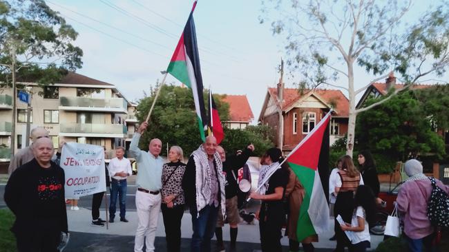 Protesters against the flying of the Israeli flag at Randwick Town Hall on April 26.