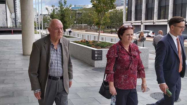 John Walter Cattle (left), a former Canberra tennis coach, leaves the ACT Supreme Court on the first day of his historic child sex offence trial. Picture: Craig Dunlop