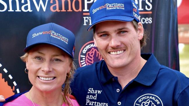 Bonnie Hancock with her husband, high-performance AFL coach Matt Palmer