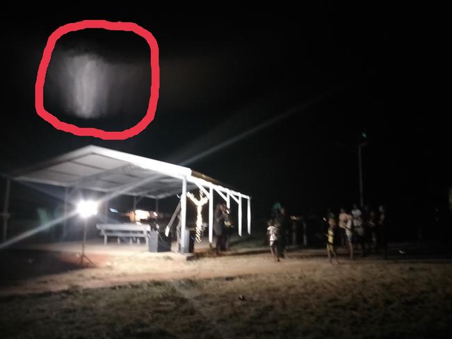 A Laramba resident has captured the moment they believe Jesus appeared in the night sky. Picture: Supplied.