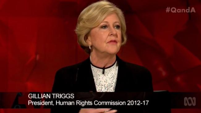 Professor Gillian Triggs appears on the ABC’s Q&amp;A in December, 2017. Picture: Supplied