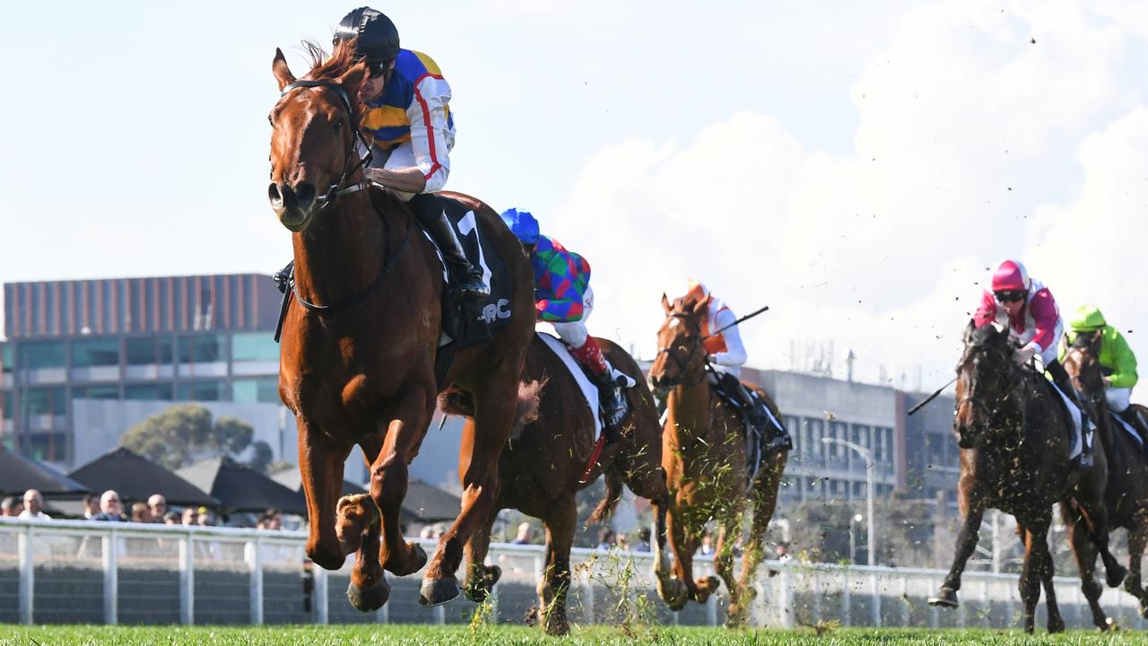 Jimmy The Bear will attempt to become Michelle Payne’s first Group 1 winner as a trainer in the Toorak Handicap at Caulfield. Picture: Racing Photos via Getty Images