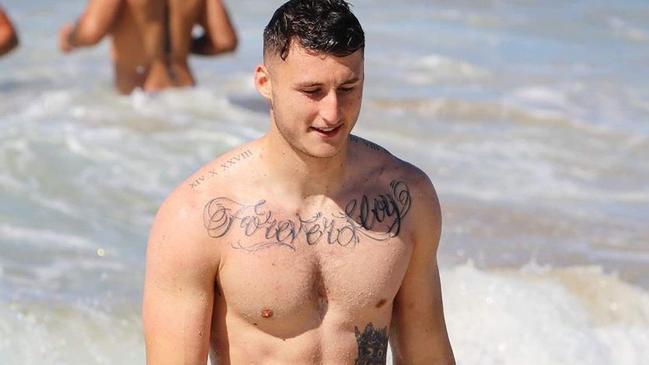 Cronulla Sharks player Bronson Xerri, who has tested positive to performance-enhancing drugs. Source: Tumblr (https://66.media.tumblr.com/27ccb0bbe1641e1d6c8c4174a2d34a00/tumblr_pxfnr8HoCL1qkc9jco1_1280.png)