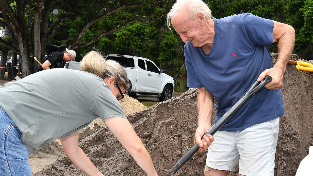 Residents sandbagging ahead of the cyclone at Capalaba east of Brisbane Picture: John Gass