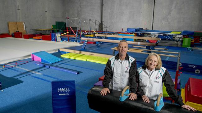 Paul Needham and Gillian Needham have seen membership surge at Varsity Lakes Trampoline and Gymnastics Club which they run. Picture: Jerad Williams