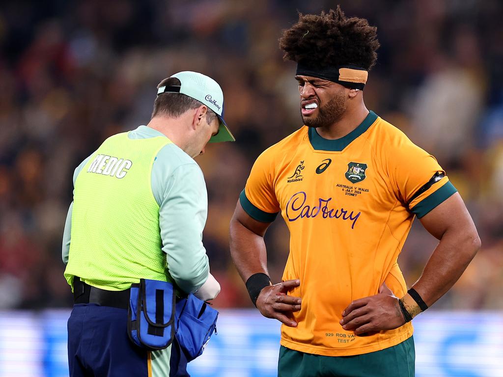 Rob Valetini receives treatment. Picture: Cameron Spencer/Getty Images