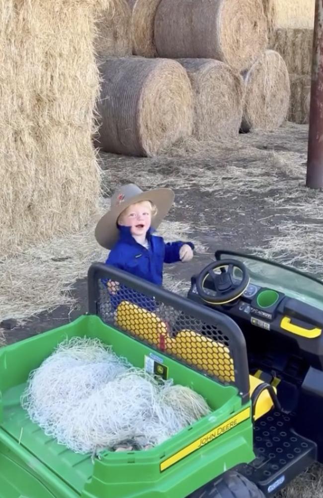 Henry drives his own farm vehicle. Picture: Instagram