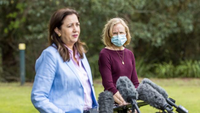 Premier of Queensland Annastacia Palaszczuk and Chief Health Officer Dr Jeannette Young. Picture: Richard Walker