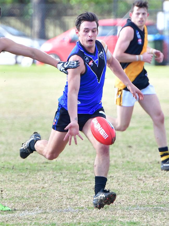 Unley Mercedes’ James Khabbaz was in the thick of the action against Golden Grove. Picture: AAP/Keryn Stevens.