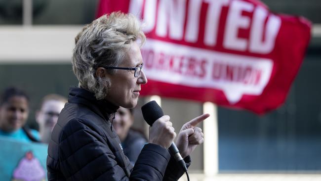 The trade union movement is rallying behind the voice, with various workshops, stalls on university campuses and online campaigns. Pictured is ACTU secretary Sally McManus. Picture: NCA NewsWire / Nikki Short