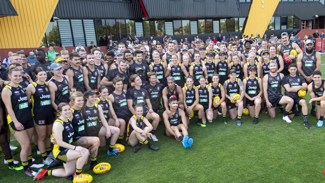 Richmond AFL and AFLW players complete a shared training session ...