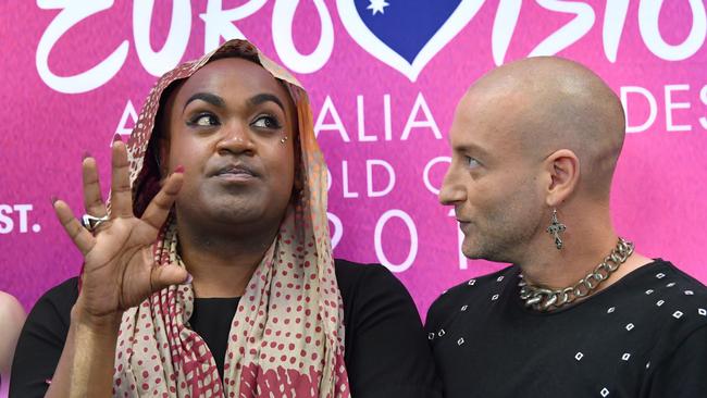 Fielding and Ross during their 2019 Eurovision campaign. (AAP Image/Darren England)