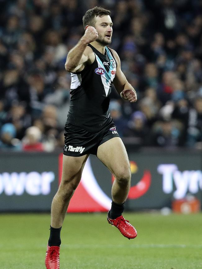 Sam Gray has risen from the rookie list at Port to play 77 AFL games with the Power. Picture: Sarah Reed.