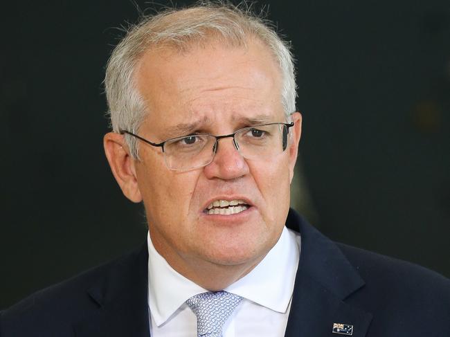 SYDNEY, AUSTRALIA - NewsWire Photos, FEBRUARY 02 2022: Prime Minister Scott Morrison visits the RAAF base at Richmond and addresses the media during a press conference in Sydney. Picture Gaye Gerard / NCA Newswire.