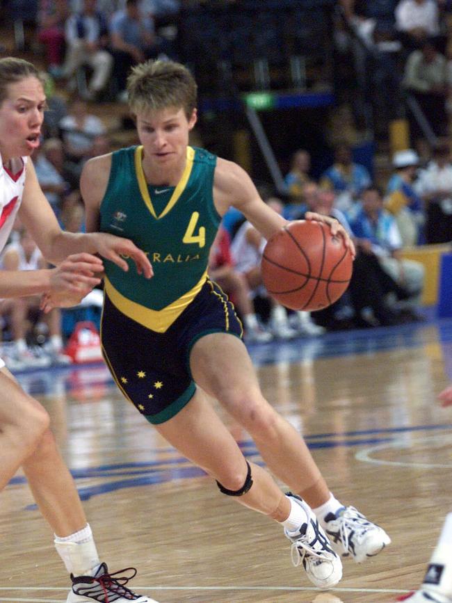 Jo Hill playing with at the 2000 Sydney Olympics, where Australia won a silver medal. Picture: David Kapernick.