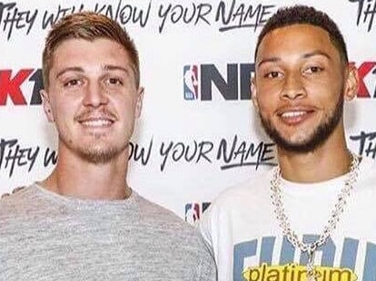 The Manly Sea Eagles' Shaun Lane and Philadelphia Sixers basketballer Ben Simmons. 2018