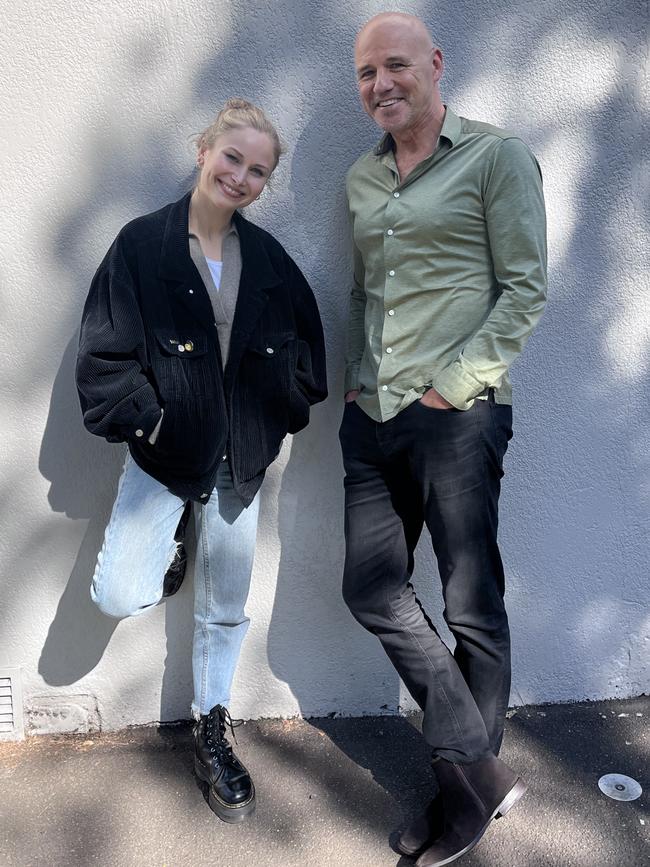 Grace Tame and Gary Jubelin after recording an episode of I Catch Killers. Picture: Emily Pidgeon