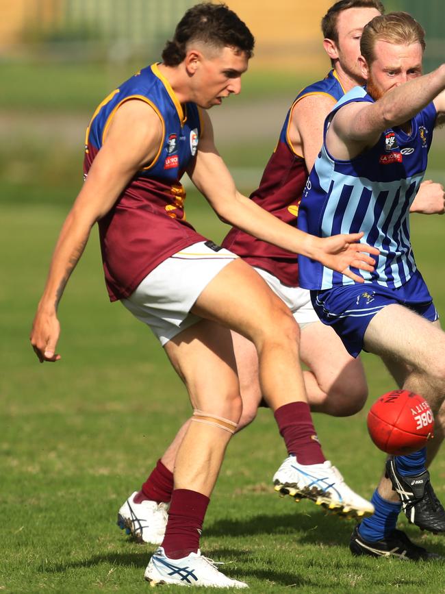 NFL: Cayden Failla gets a kick for South Morang. Picture: Stuart Milligan