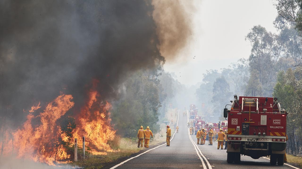 CFA Members work on controlled back burns along Putty Road on November 14, 2019 in Sydney, Australia. Picture: Brett Hemmings/Getty Images