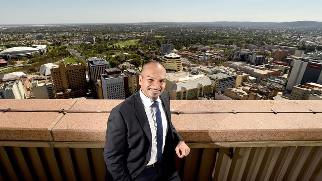 ICAM managing director Freddy Bartlett pictured on the roof of Westpac House in Adelaide. Photo Sam Wundke