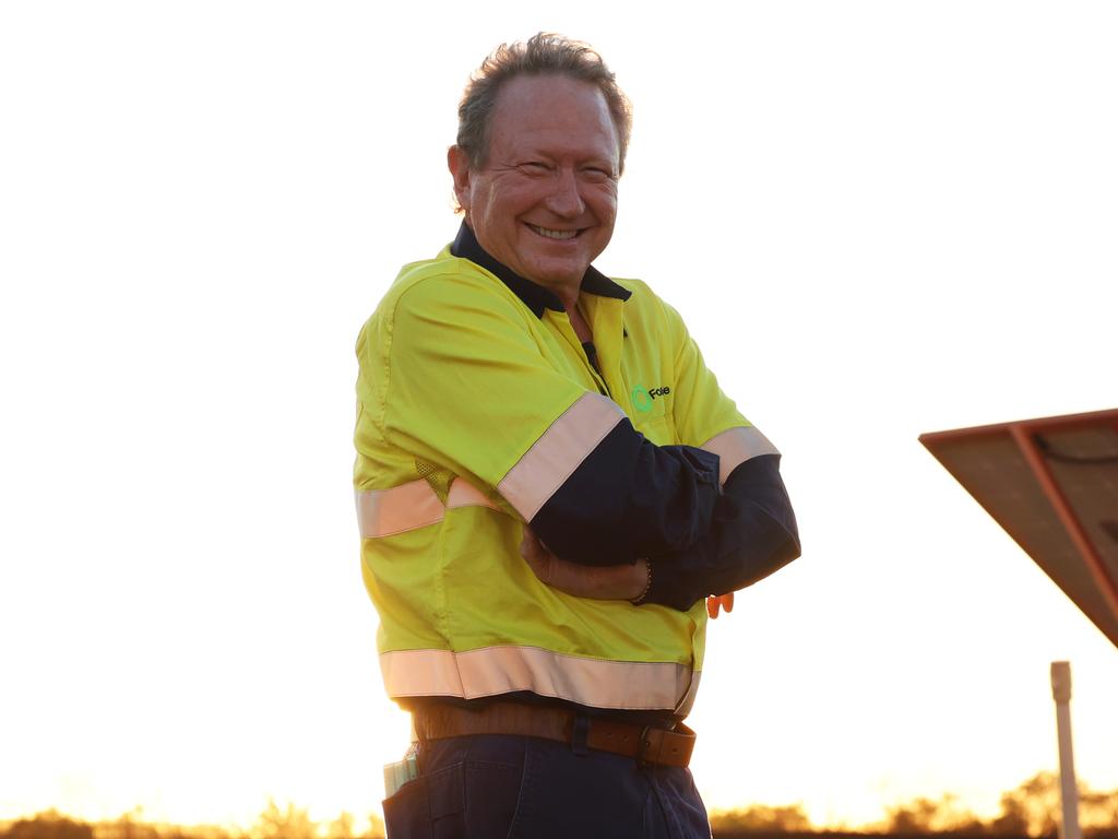 Andrew ‘Twiggy’ Forrest stands in front of a new green energy haul truck.