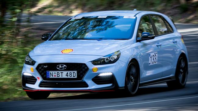 Thrills on the hill: Our man Curry finished midfield in the street-legal i30 N