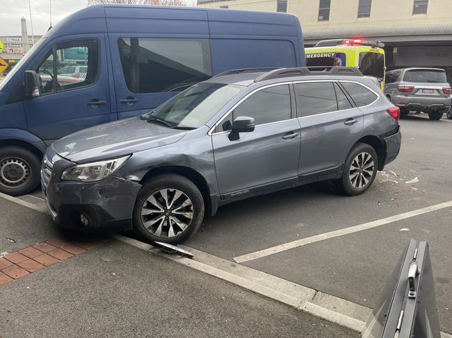 One of the cars that was damaged by the red Subaru driver. Picture: Jack Colantuono