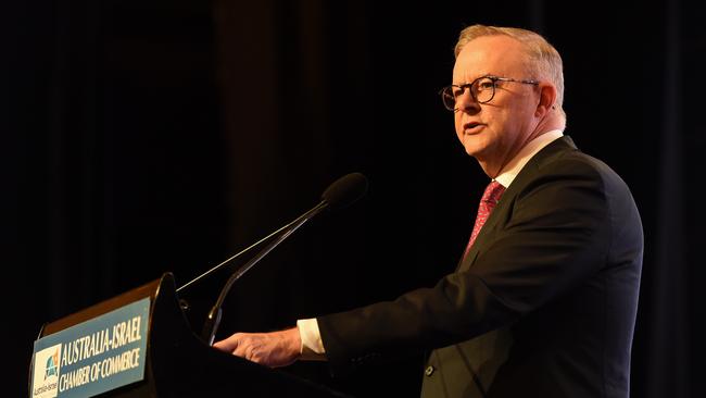 Anthony Albanese in Melbourne addressing the Australia Israel Chamber of Commerce at Crown. Picture: NCA NewsWire / Nicki Connolly