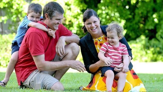 Natasha Fyles, with husband Paul Archbold, and sons Oliver, 4, and Henry, 2. Picture: JUS