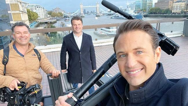 Doran and his Channel 7 crew in London on November 4.