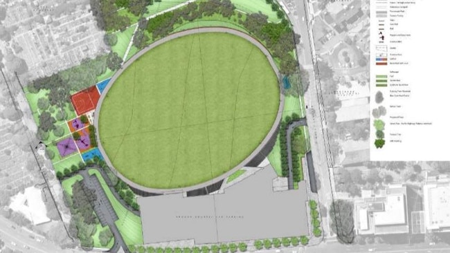 The facility will be located south of the existing oval.