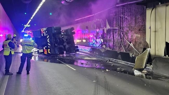 The scene inside the tunnel. Picture: 9News