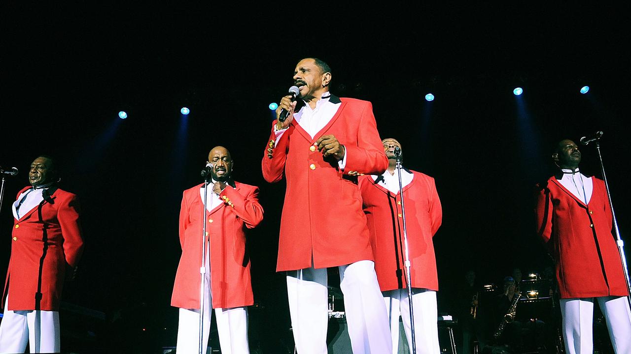 Bruce (second from right) on stage with The Temptations in London, 2012. Picture: Mark Westwood/Redferns via Getty