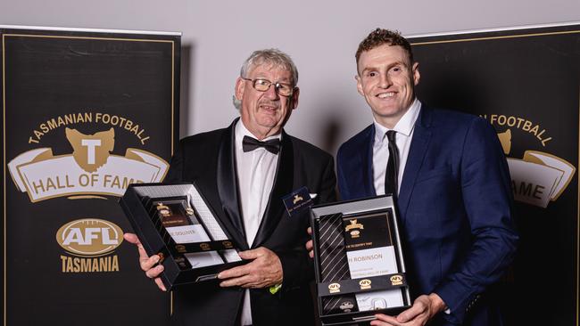 Tasmanian Football Hall of Fame at Wrest Point Casino on Friday 21st July. Inductees Rickie Dolliver and Mitch Robinson. Picture: Linda Higginson / AFL Tasmania