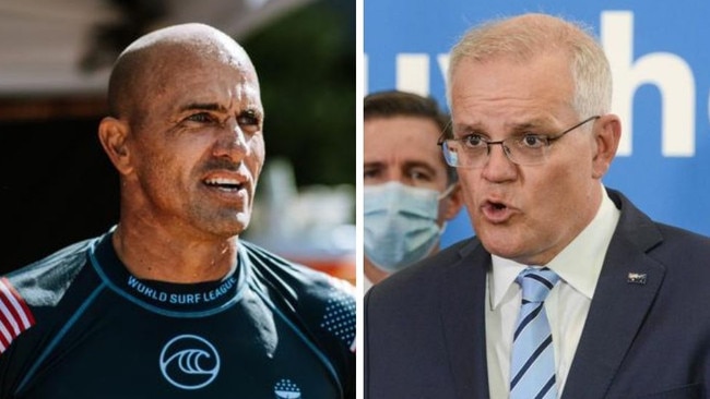 Kelly Slater has slammed Scott Morrison for his handling of the floods.