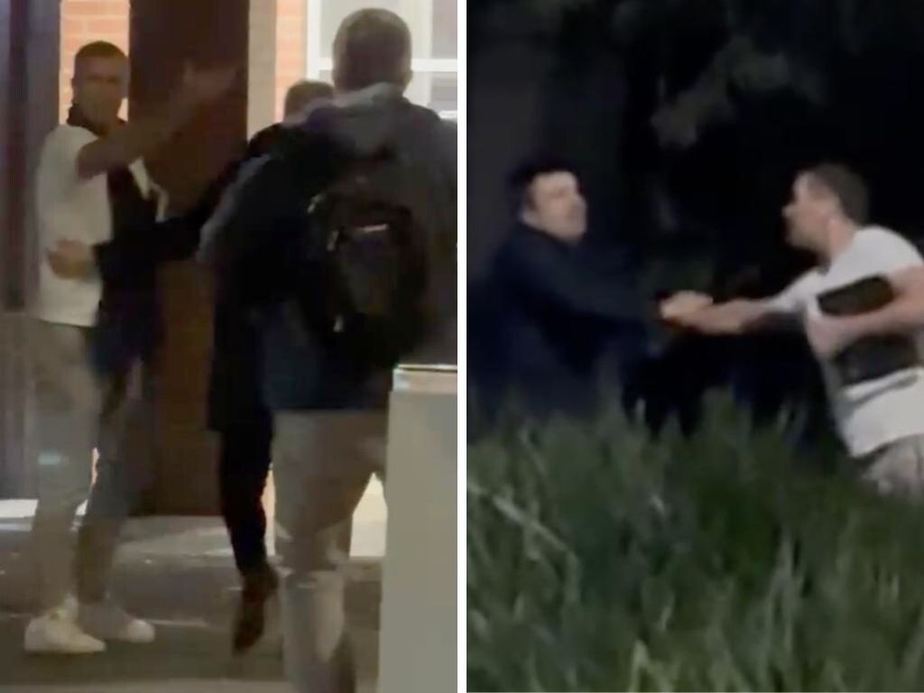The incident began outside the pub before spilling up a footpath. Photos: Supplied