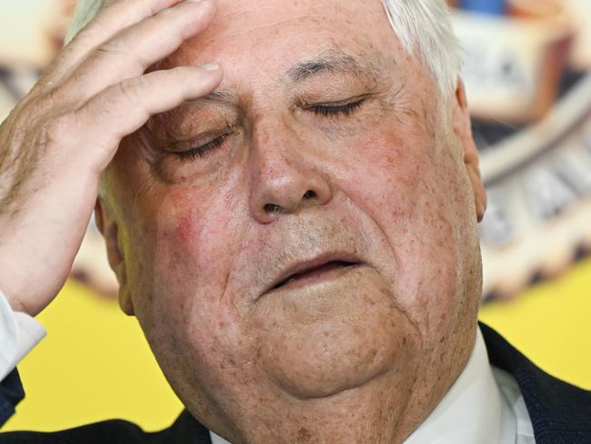 CANBERRA, AUSTRALIA  - NewsWire Photos - February 19, 2025: Chairman of Trumpet of Patriots, Clive Palmer holds a press conference at Parliament House in Canberra. Picture: NewsWire / Martin Ollman