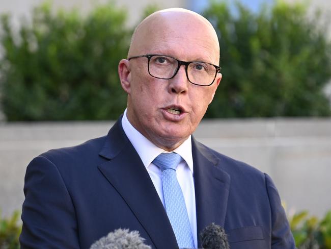 CANBERRA, AUSTRALIA  - NewsWire Photos - February 3, 2025: Leader of the Opposition Peter Dutton during the last post ceremony at the Australian War Memorial in Canberra. Picture: NewsWire / Martin Ollman