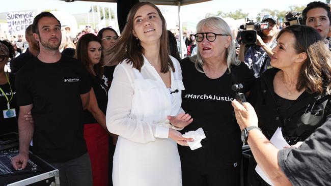 The dress Brittany Higgins wore to the Women's March 4 Justice Rally in Canberra, in 2021, has been given to the Museum of Australian Justice. Picture: NCA NewsWire / Gary Ramage