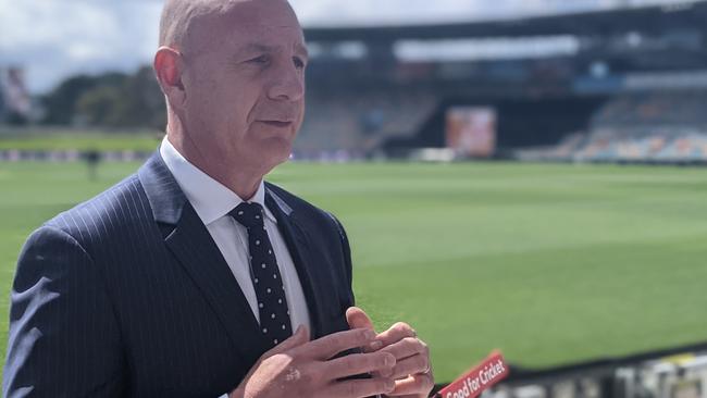 Tasmanian Premier Peter Gutwein speaks to the media at Blundstone Arena on Monday, December 7, 2020. PHOTO: DAVID KILLICK