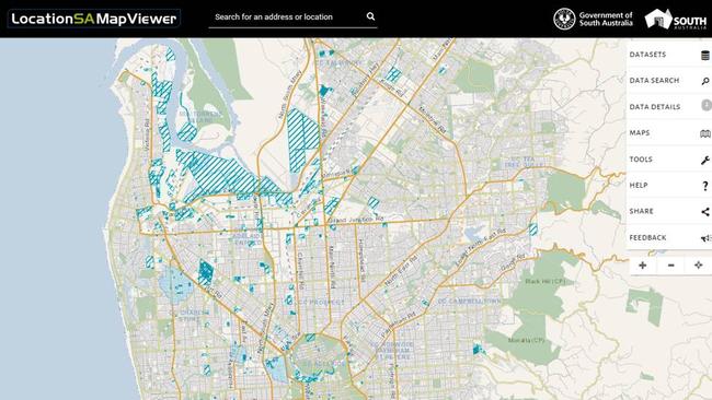 Screenshot revealing groundwater contamination on the Location SA map viewer, using EPA data. It includes the ‘section 83A notification’ and ‘groundwater prohibition area’ layers.