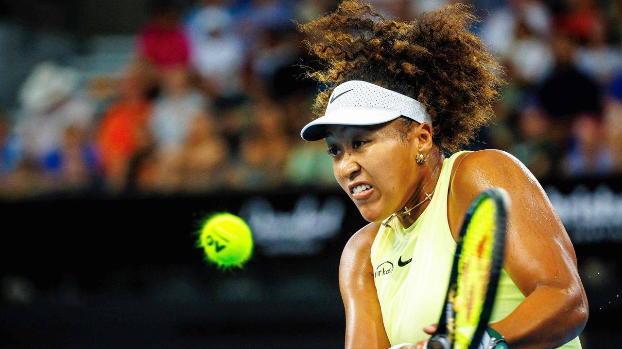 Naomi Osaka has celebrated her return to tennis with a win in Brisbane. Picture: Patrick Hamilton / AFP