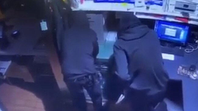 Burglars inside KFC at Thornton on March 11. Picture: supplied