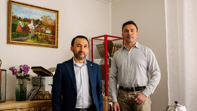 East Turkistan Australian Association president Nurmuhammad Majid, left, and cultural director Hikmat Hasanoff. Picture: Morgan Sette