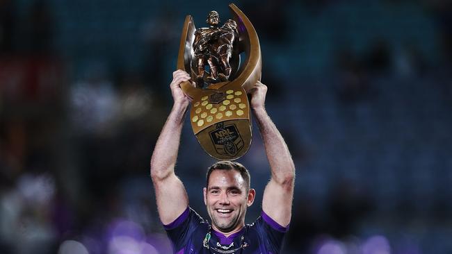 Cameron Smith after winning the 2017 NRL premiership. He could add another on Sunday.