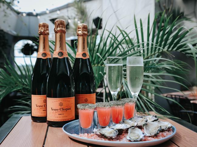 Enjoy some champagne and oysters at The Elm Rooftop Bar. Picture: Supplied